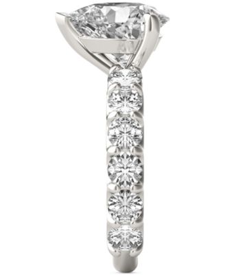 Moissanite Solitaire & Trellis-Set Side Stone Ring (3-1/2 ct. t.w.) in 14k White Gold