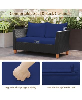 4 PCS Wicker Patio Furniture Set w/ Removable Cushions Storage Coffee Table