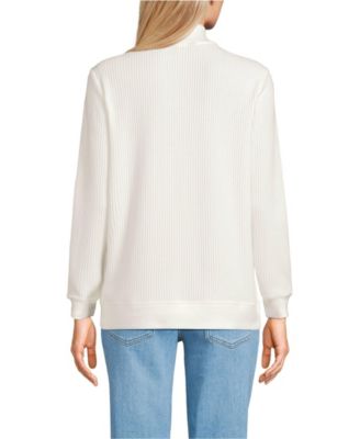 Женский топ из вафельного трикотажа с планкой на пуговицах от Lands'End