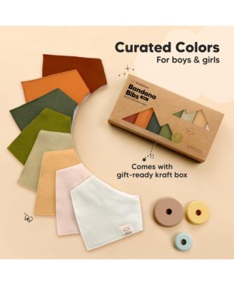 8pk Quin Bandana Bibs, Baby Bibs for Drooling and Teething, Cotton Drool Bibs for Baby Girl, Baby Boy