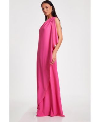 Женское макси-платье из крепа с оборками на одно плечо QUIZ