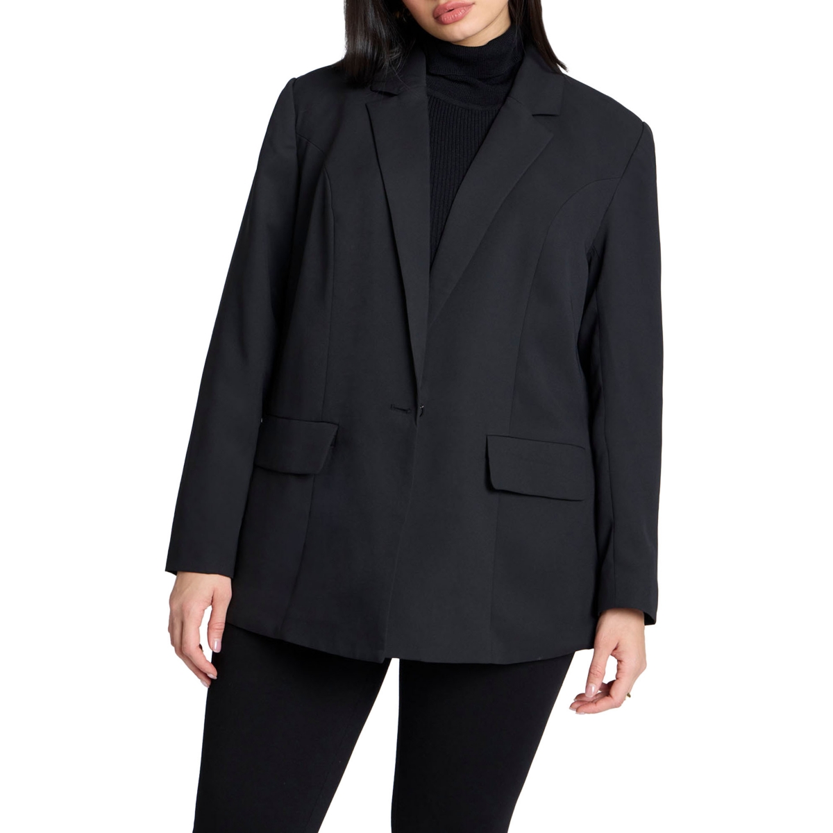Plus Size The Fluid Crepe Longline Blazer - Mocha meringue