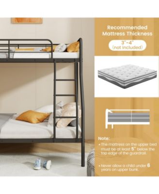 Sturdy Over Bunk Bed with Ladder and Full-Length Safety Rails