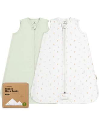 2-Pack Snooze Baby Sleep Sacks, Cotton Wearable Blanket, Soft Toddler Sleeping Bag, Smooth Zipper
