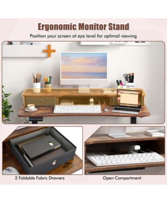 48"x 24" Electric Standing Desk with 2 Drawers Monitor Stand Storage Shelf