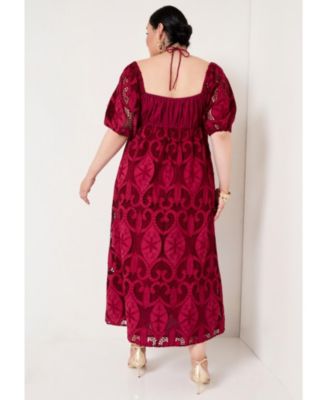 Июнь + Vie Плюс размер Июнь + Vie Крестьянское платье с пышными рукавами и петельками