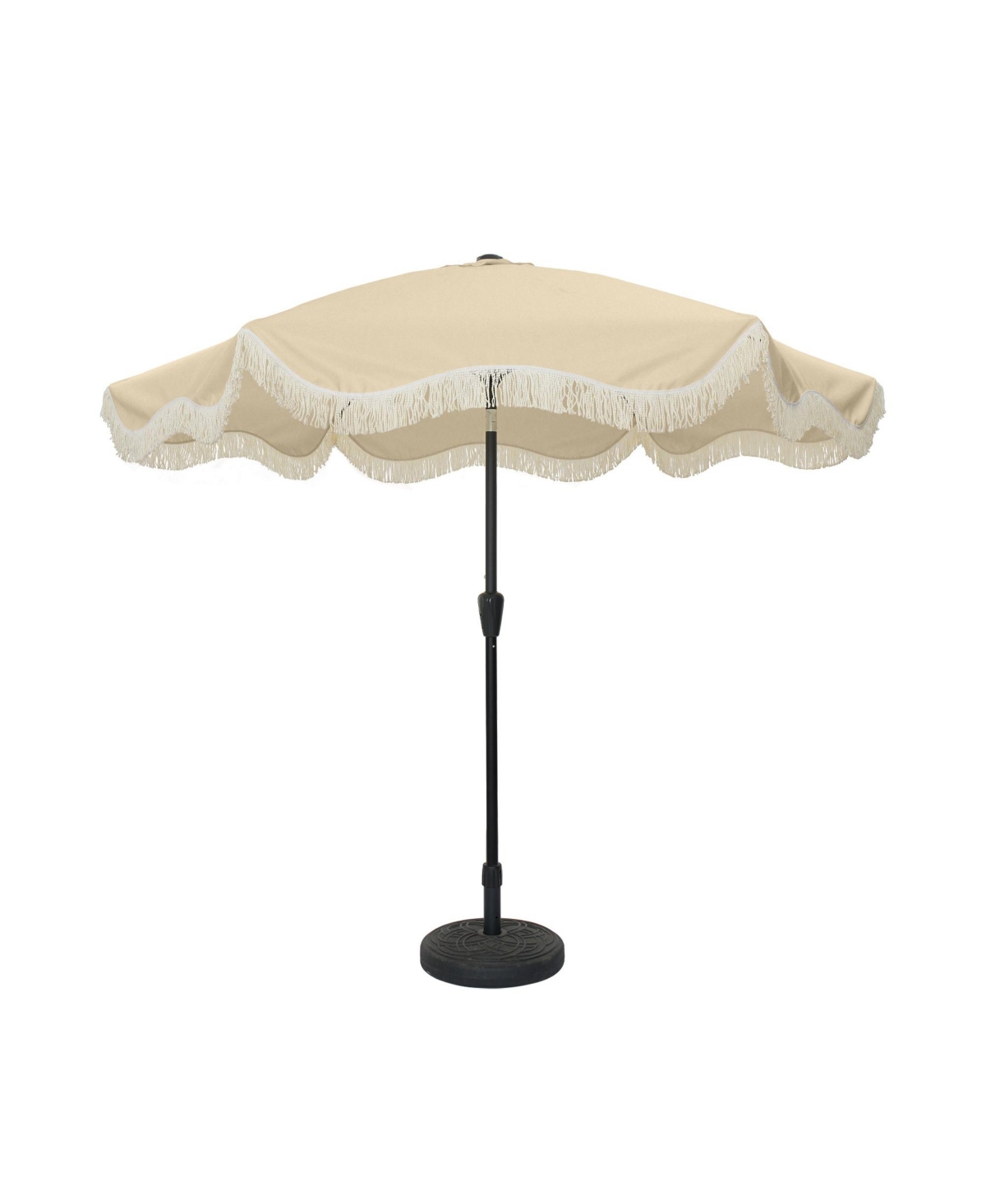 9 ft. Unique Design Crank Design Outdoor Patio Market Umbrella in Beige with Full Fiberglass Rib and Base - Brown