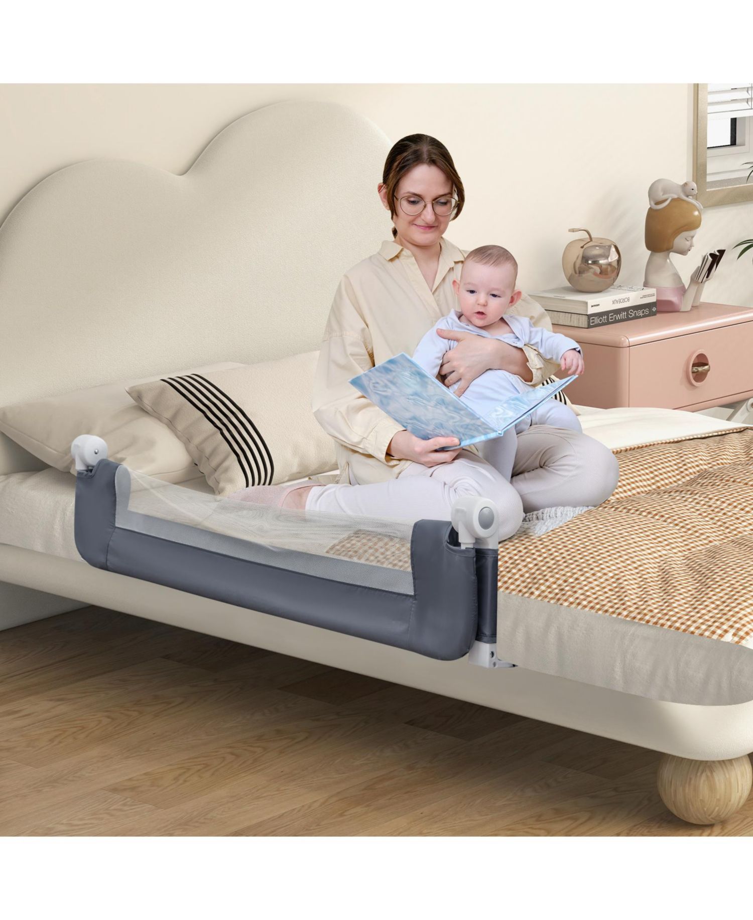 Foldable Baby Bed Rail with Swing Down Feature Toddler Bed Guard Safety Barrier
