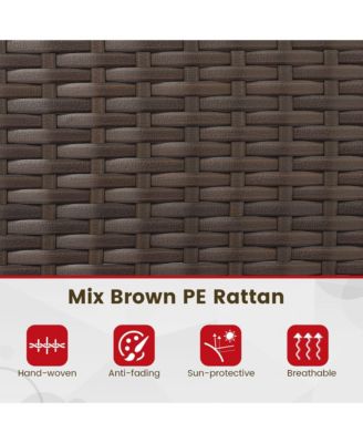 4 PCS Patio Furniture Set w/Washable Cushions & Tempered Glass Coffee Table