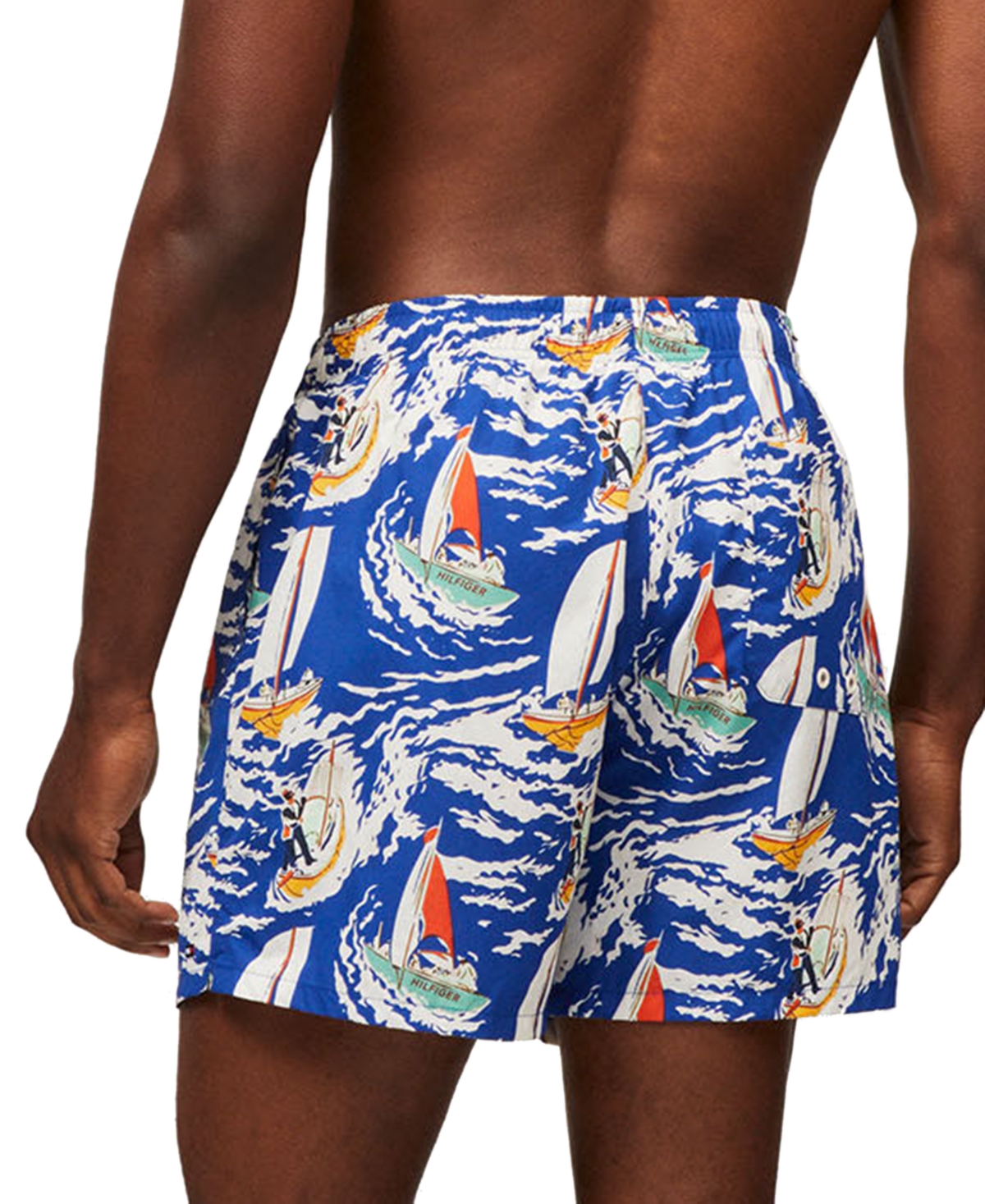Tommy Hilfiger Men's Print Drawstring 5" Swim Trunks In Tropical Conversational