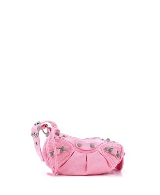 Джинсовая сумка через плечо Balenciaga XS Le Cagole с гигантскими заклепками, бывшая в употреблении, из денима с кристаллами