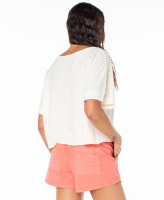 Juniors' Cotton Palm Stripe Crewneck Tee