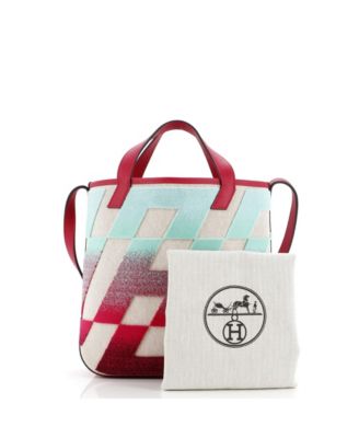 Бывшая в употреблении сумка-тоут HERMÉS 27 Cabas H en Biais из холста с тафтинговым мотивом и кожи