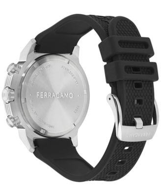 Men's Swiss Chronograph Sport Black Silicone Strap Watch 44mm