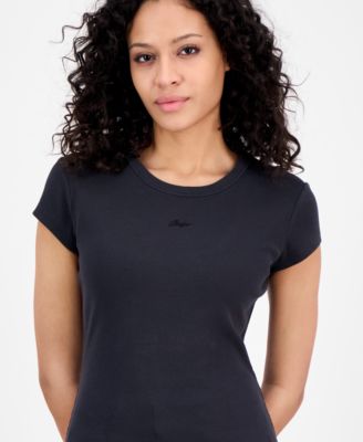 Women's Ribbed Open-Back Short-Sleeve Jersey Top