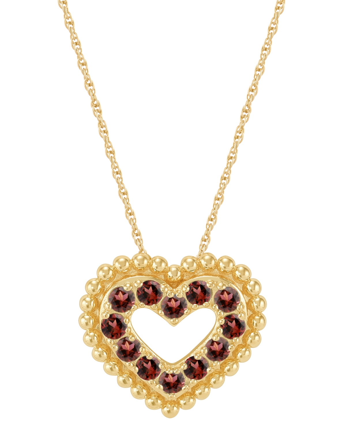 MACY'S AMETHYST (3/4 CT. T.W.) HEART PENDANT NECKLACE IN 14K GOLD OVER STERLING SILVER, 16" + 2" EXTENDER ( 