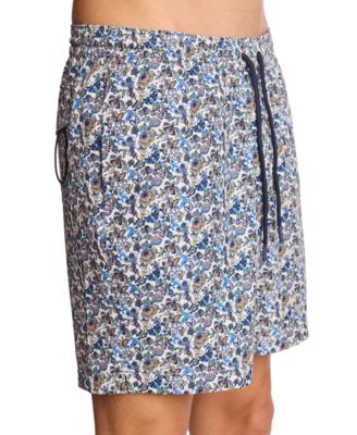 Мужская рубашка для плавания с принтом в виде темно-синих и желтых листьев 