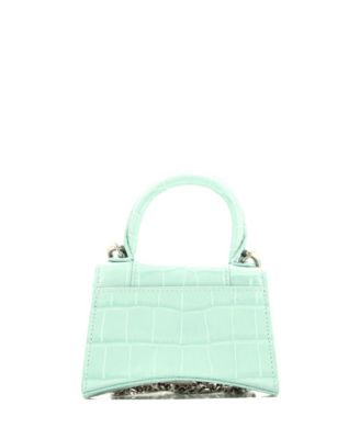 Mini Hourglass Chain Top Handle Bag Embossed Leather