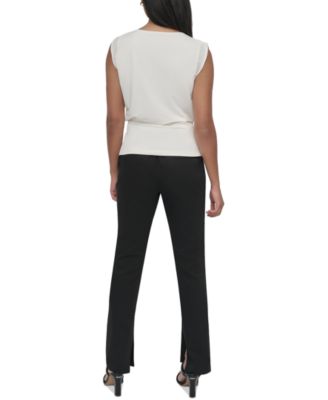 Миниатюрная блузка без рукавов с драпировкой спереди от DKNY