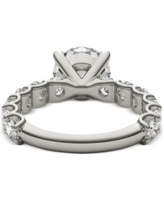 Moissanite Solitaire & Trellis-Set Side Stone Ring (3-3/4 ct. t.w.) in 14k White Gold