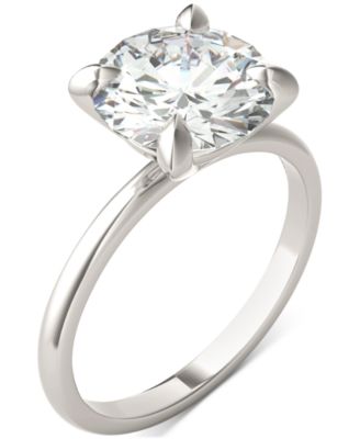 Charles Colvard Moissanite Classic Basket Solitaire Engagement Ring 3 ct tw in Two-Tone 14k Gold - 14K White Gold 1950$