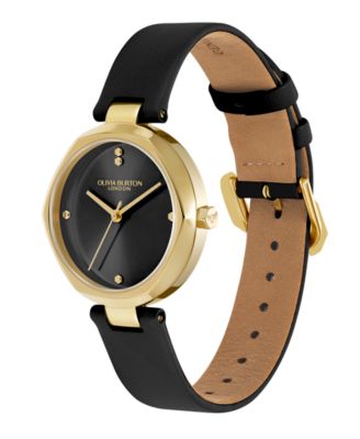 Women's Dimension Black Leather Strap Watch, 32mm