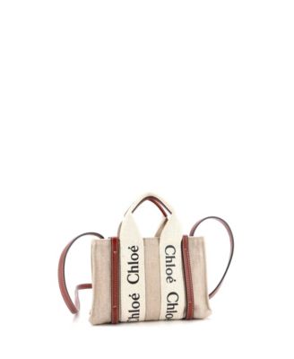 Pre-Owned Chloe Mini Woody Convertible Tote Canvas with Leather 116190₽