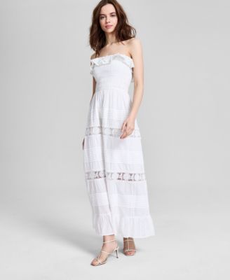Women's Cotton Lace-Detail Fit & Flare Maxi Dress, Exclusively at Macy's