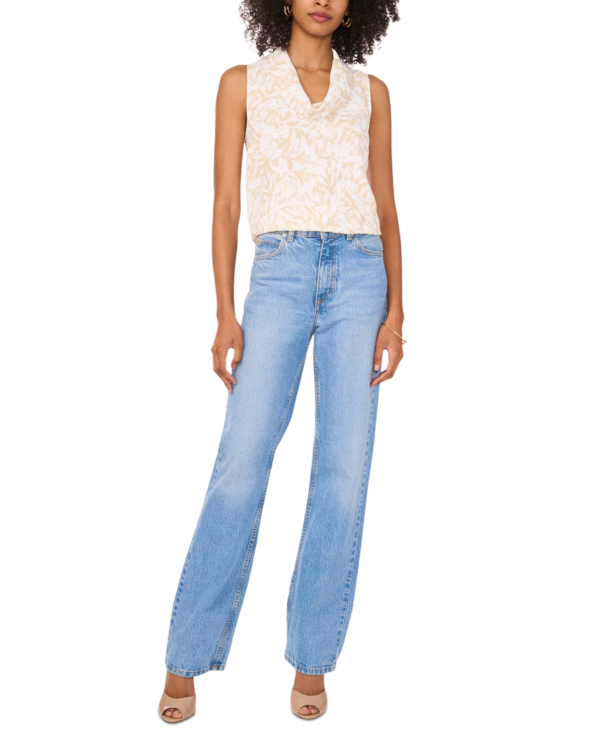 VINCE CAMUTO WOMEN'S PRINTED COWL-NECK SLEEVELESS TOP 