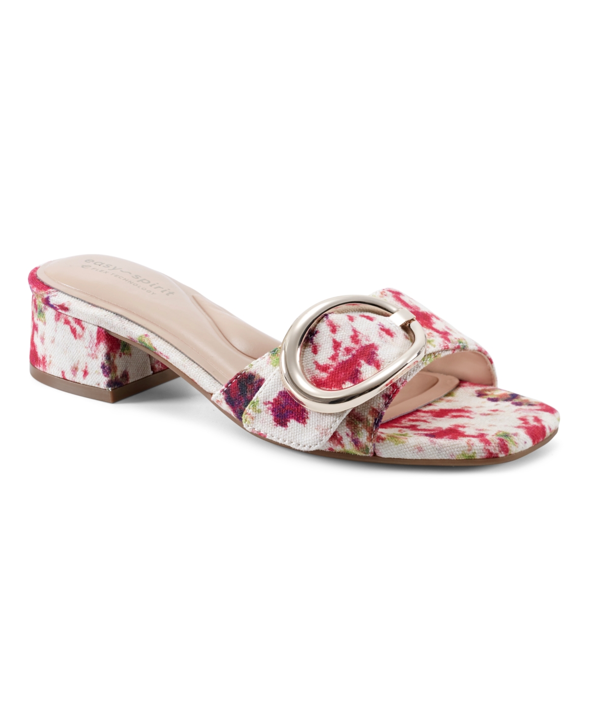 Shop Easy Spirit Women's Roxana Eflex Buckle Block Heel Sandals In Pink Watercolor Floral