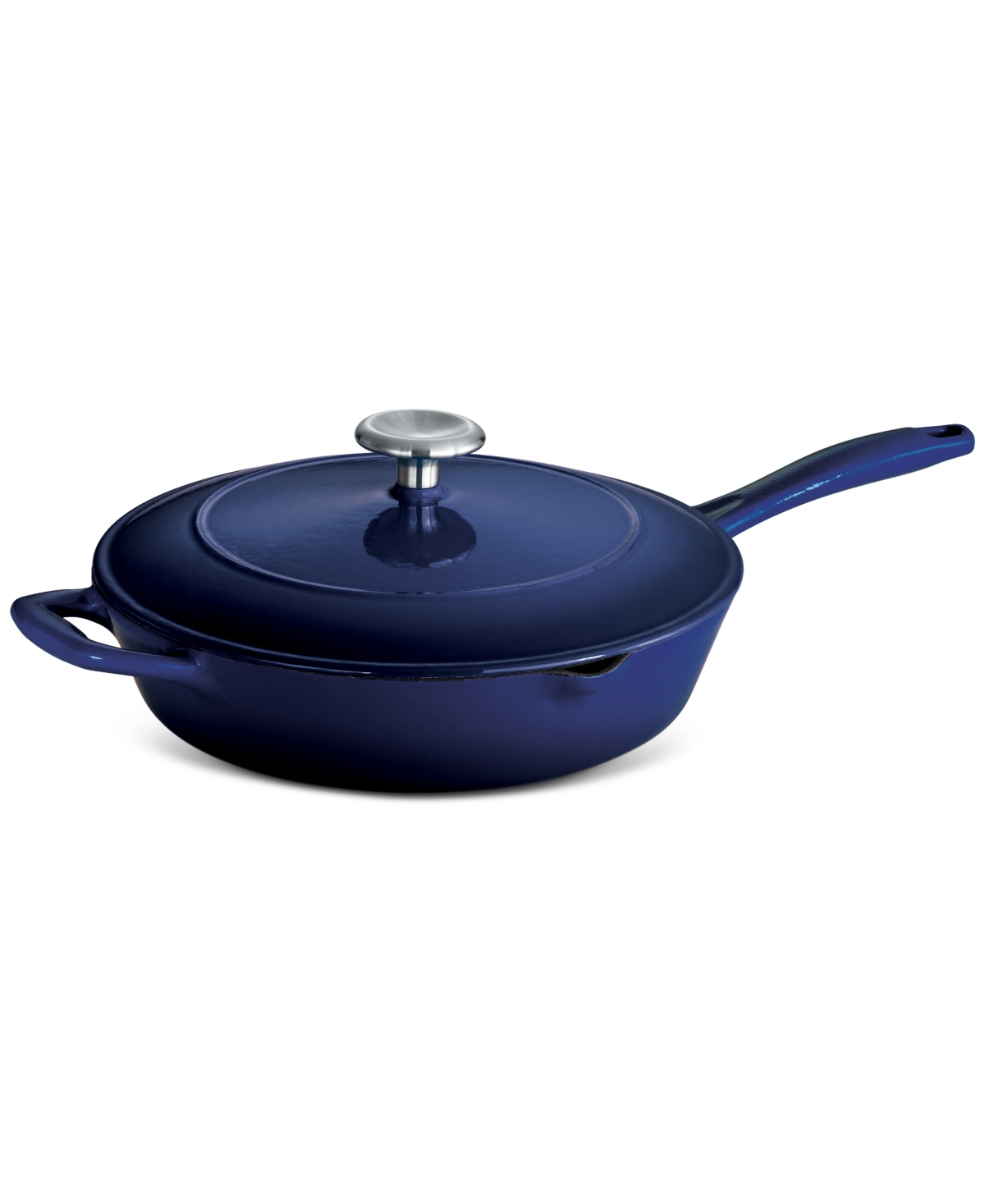 Tramontina Enameled Cast Iron 10" Skillet With Lid In Navy