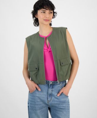 Bar III - Women's Bubble-Hem Cargo Vest