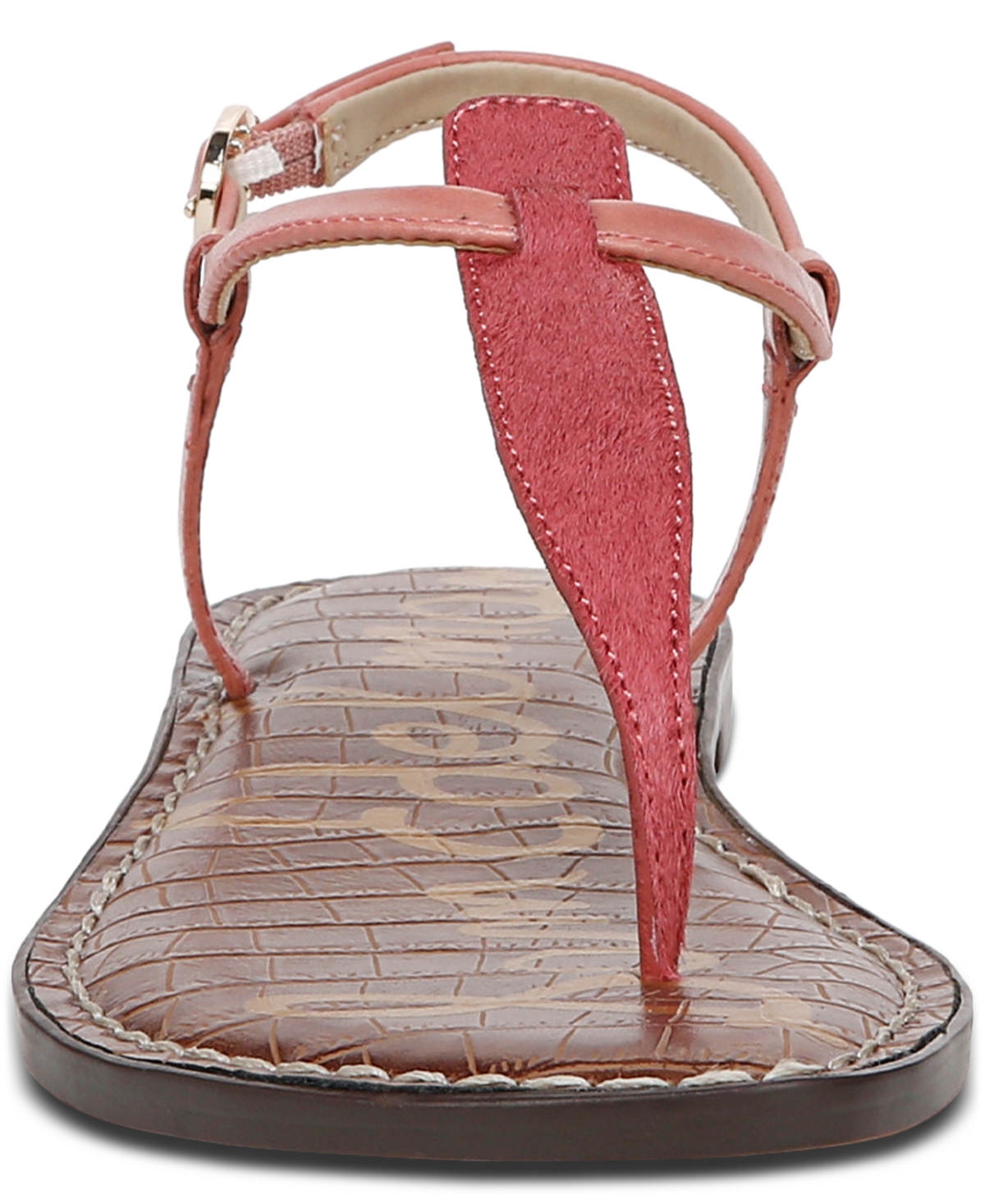 Shop Sam Edelman Women's Gigi T-strap Flat Sandals In Pink Lily Brahama Hair