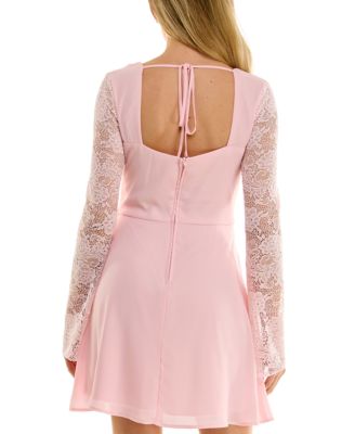 B Darlin Juniors' Lace-Sleeve Mini Dress