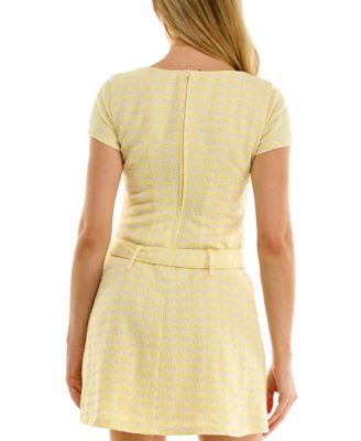 Juniors' Boucle Belted Mini Dress