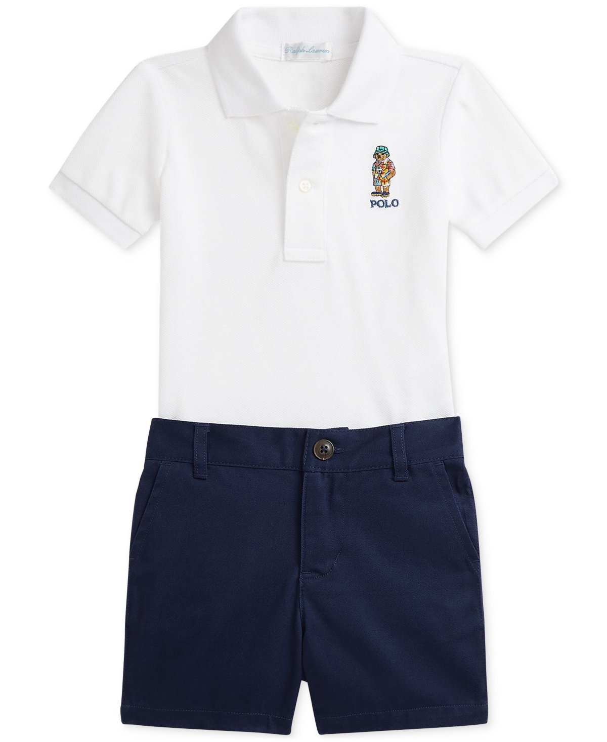 Polo Ralph Lauren Baby Boys Mesh Polo Shirt & Chino Short Set In White