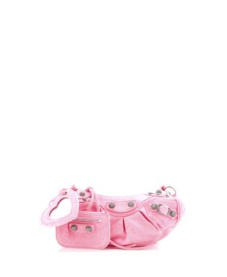 Pre-Owned Balenciaga XS Le Cagole Giant Studs Shoulder Bag Denim with Crystals 192590₽