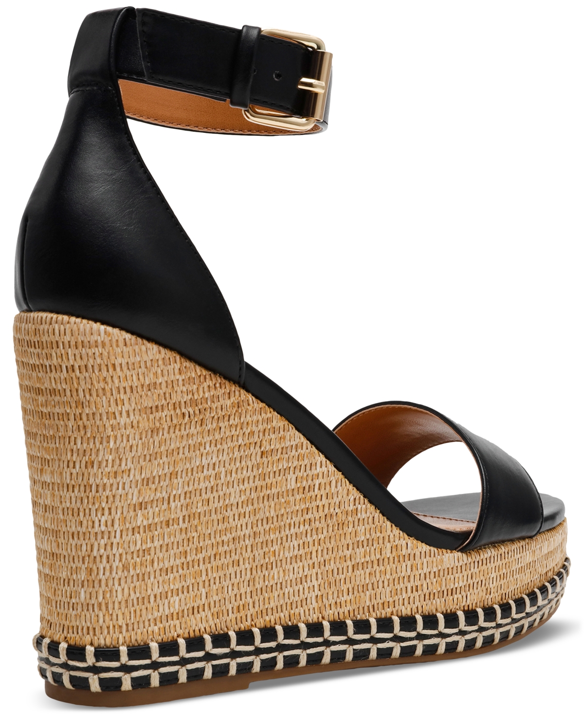 Dv Dolce Vita Women's Tammara Ankle-strap Platform Whipstitch Wedge Sandals In Black