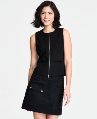 売れ筋商品|||バースリー カットソー トップス レディース Women's Sleeveless Dual-Zipper Pont Top, Exclusively at Macy's Crema Bar III Women's Sleeveless Dual-Zipper Ponté Top