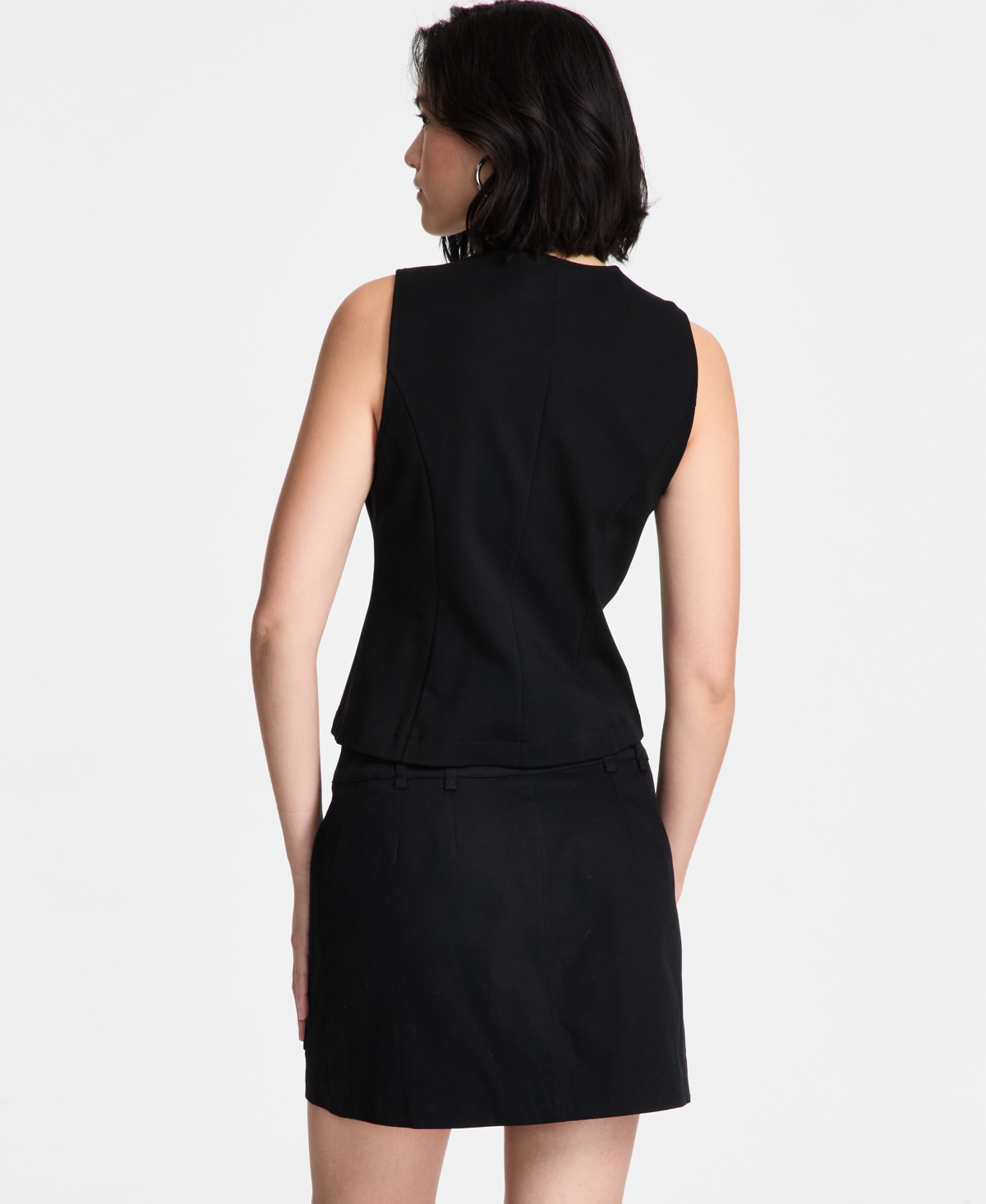 Bar Iii Women's Sleeveless Dual-zipper Ponte Top, Exclusively At Macy's In Deep Black