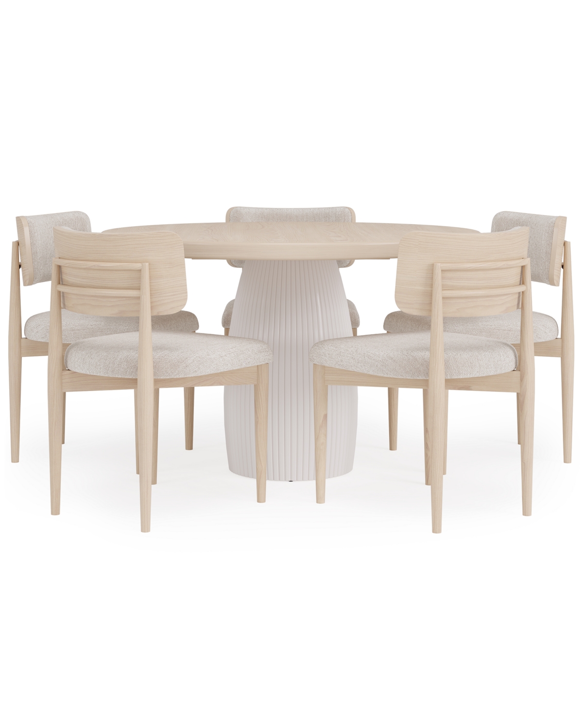 Macy's Lunare 6-pc. Dining Set (round Table & 5 Curved Chairs), Created For  In Sand