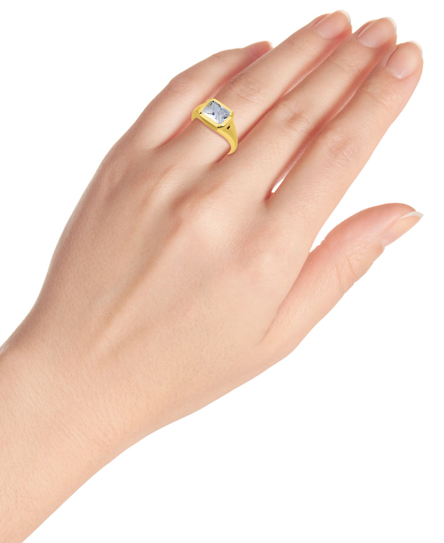 Cubic Zirconia Bezel Solitaire Ring in Sterling Silver, Exclusively at Macy's (Also Available in 18k Gold-Plated Sterling Silver)
