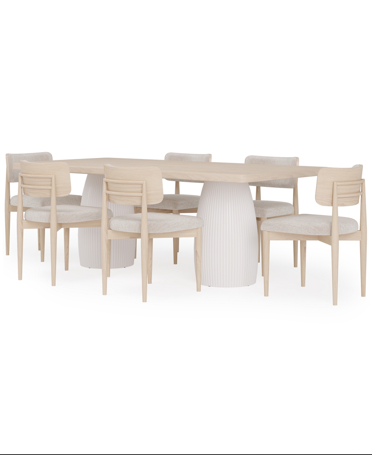 Macy's Lunare 7-pc. Dining Set (rectangular Table & 6 Curved Chairs) In No Color