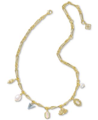 14k Gold-Plated Mixed Charm Necklace, 18" + 3" extender