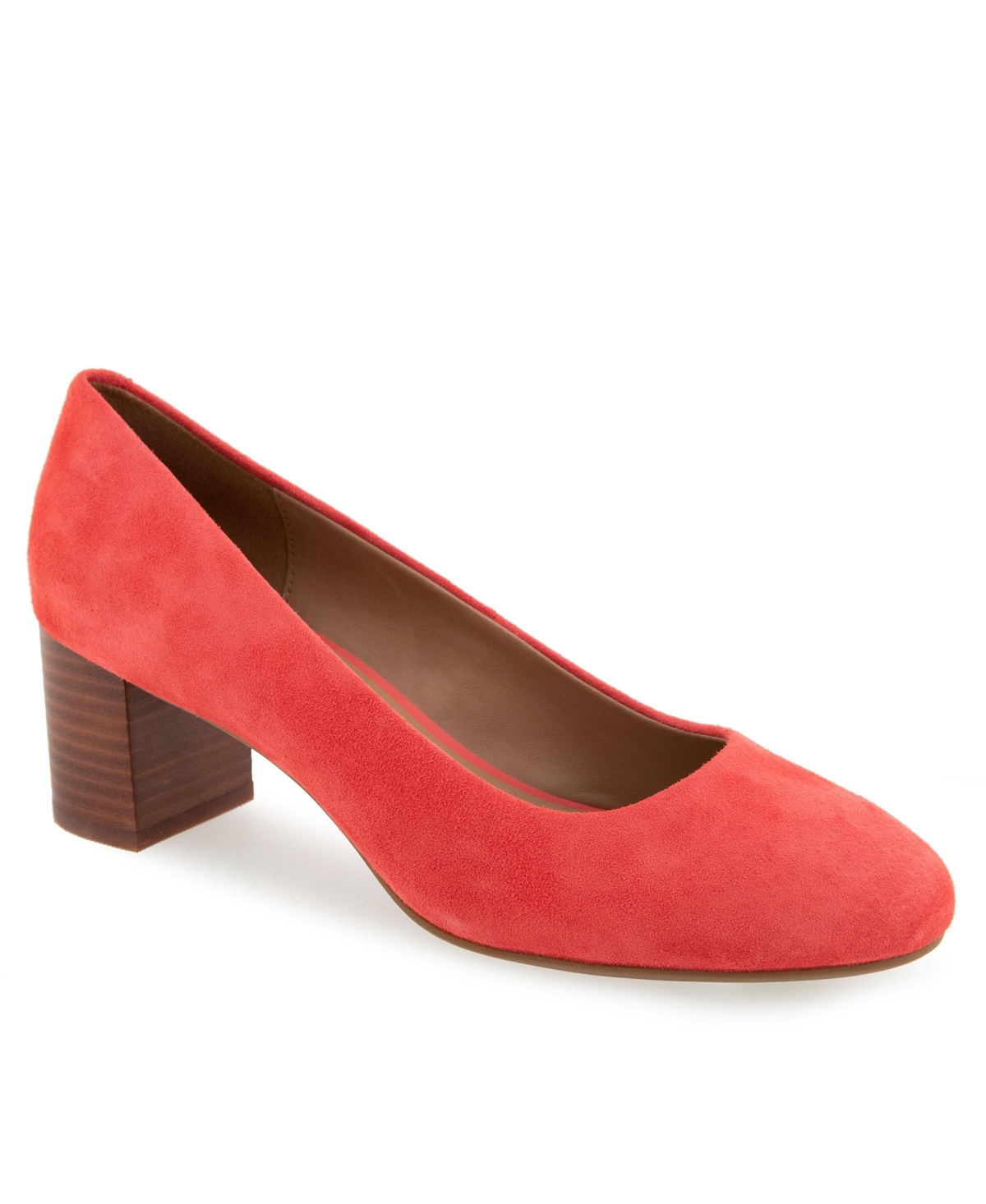 Aerosoles Ebel Block Heel Pump In Coral Suede