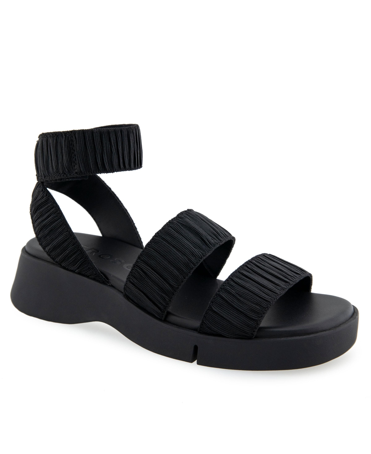 AEROSOLES WOMEN'S FIONA ROUND TOE FLATFORM SANDALS 