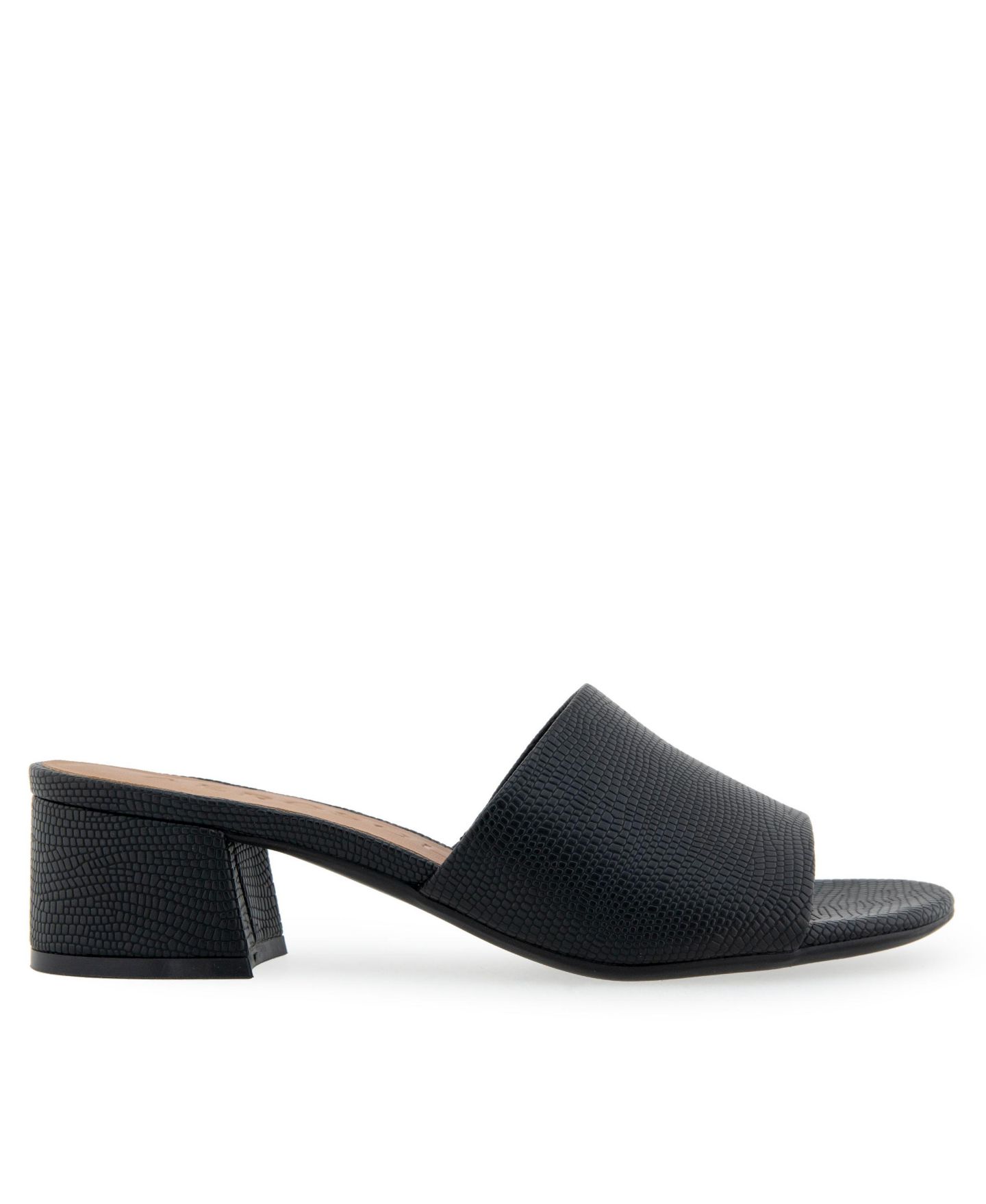 Женские сандалии Aerosoles Como Round Toe Slide, цвет: Чёрная искусственная кожа — фото 2