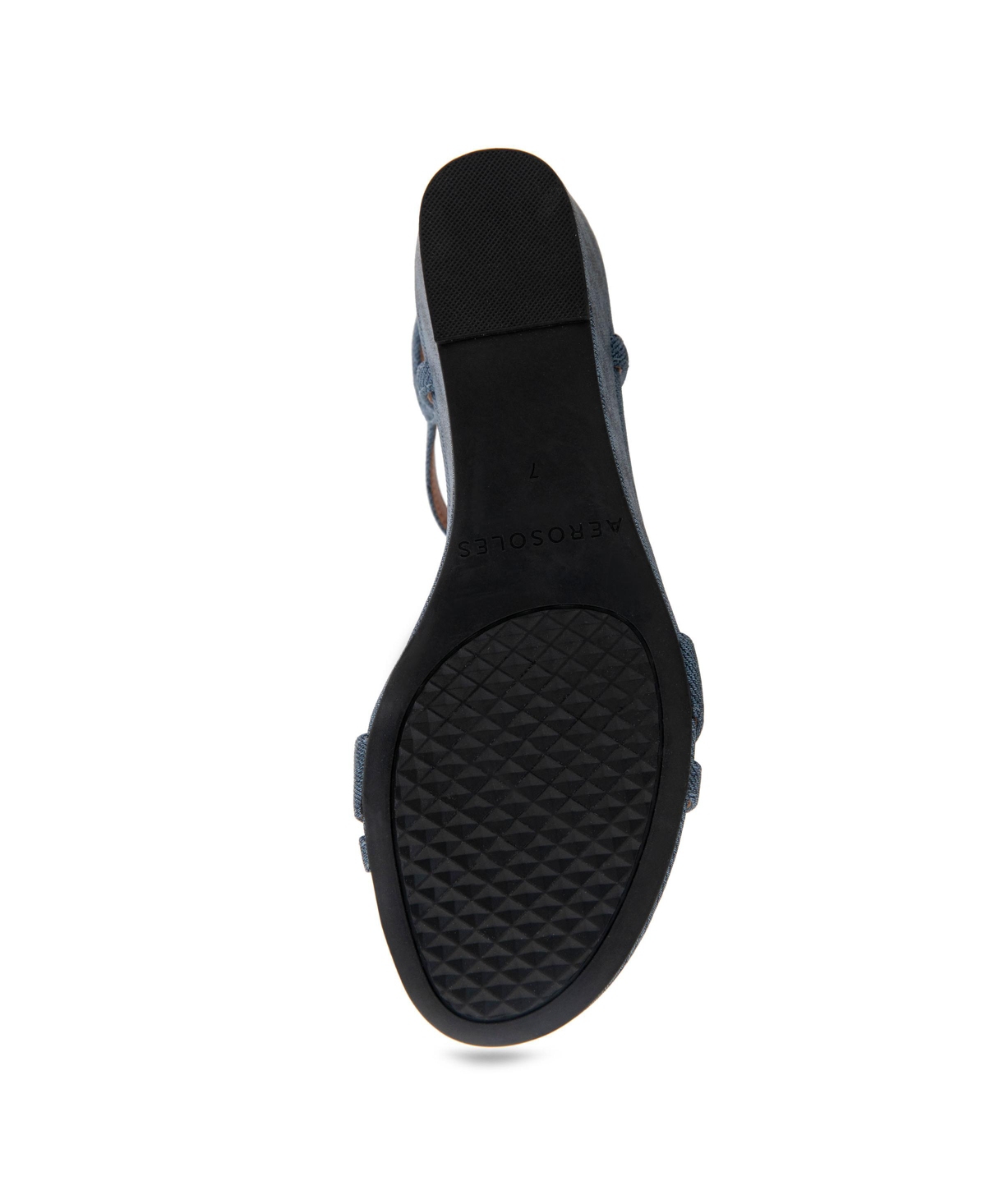 Shop Aerosoles Women's Witt Round Toe Wedge Sandals In Blue Denim Textured Faux Leather