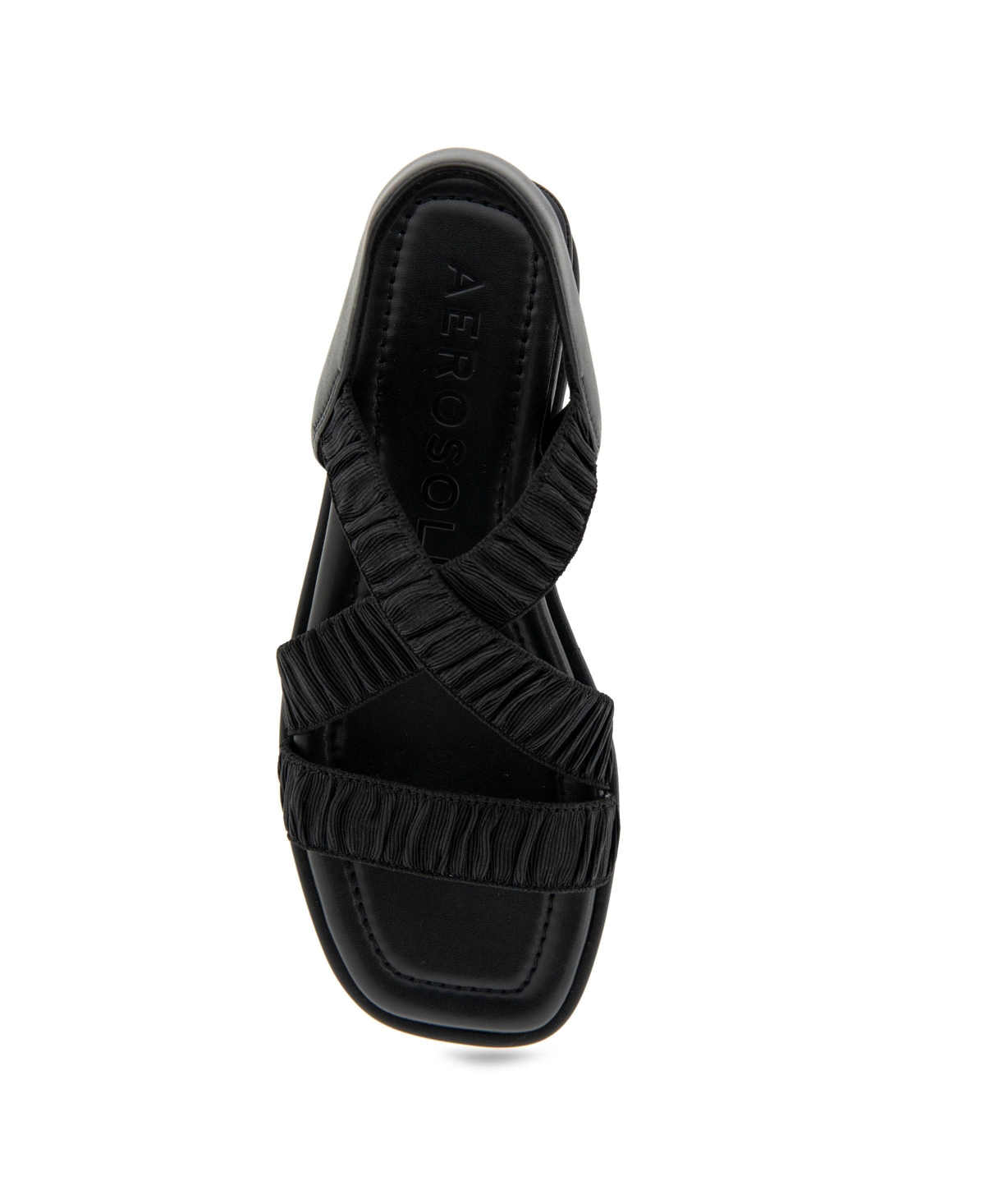 Shop Aerosoles Women's Bora Wedge Sandals In Black Rouched Elastic Fabric