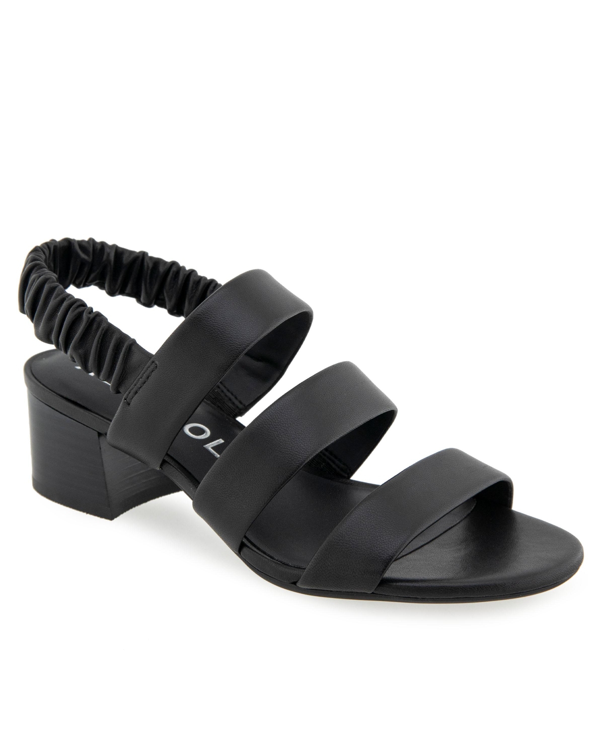 Shop Aerosoles Women's Clarissa Round Toe Slingback Sandals In Black Leather